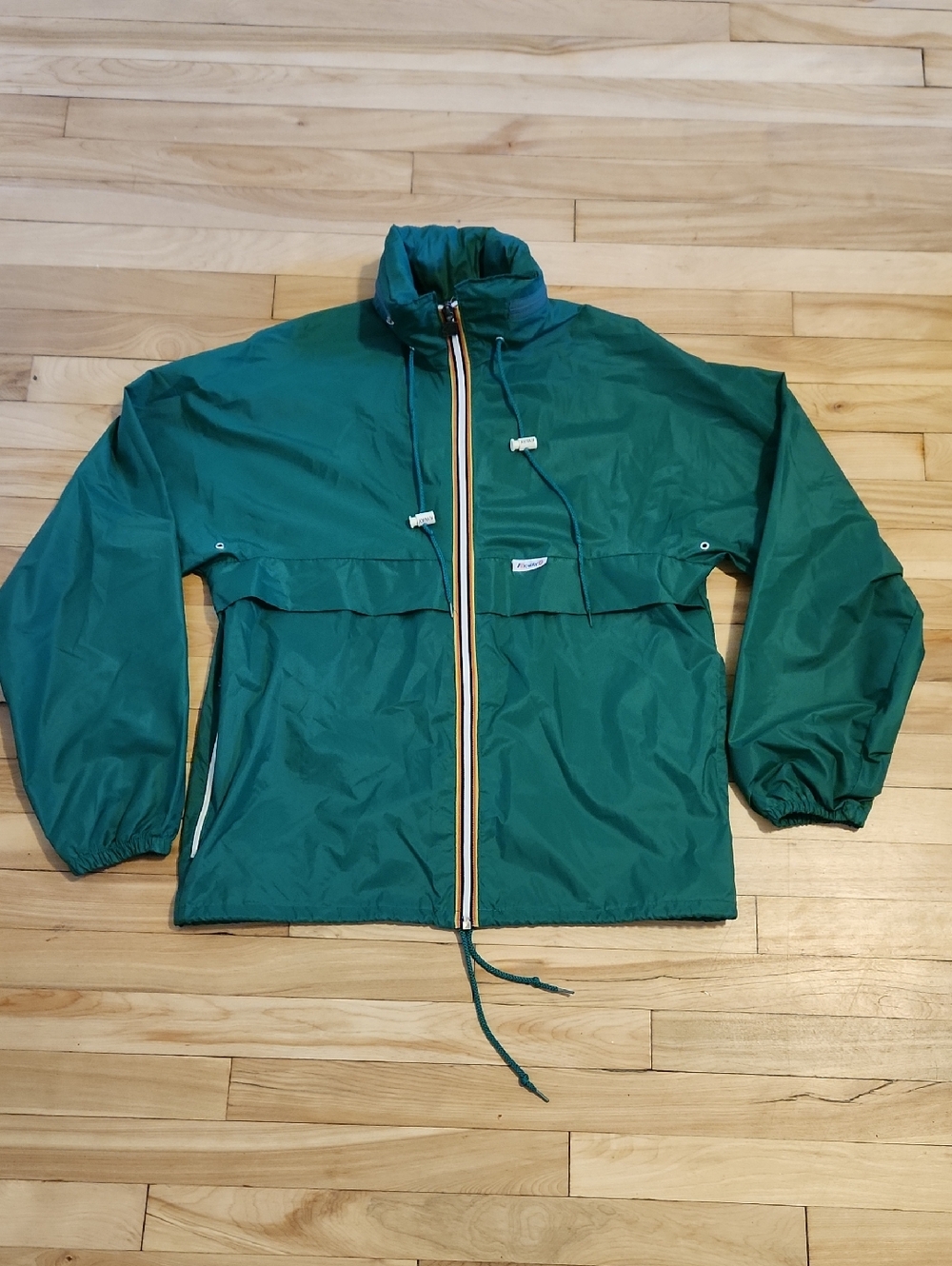 K-Way Teal Green Lightweight Windbreaker with Contrast Zip Trim